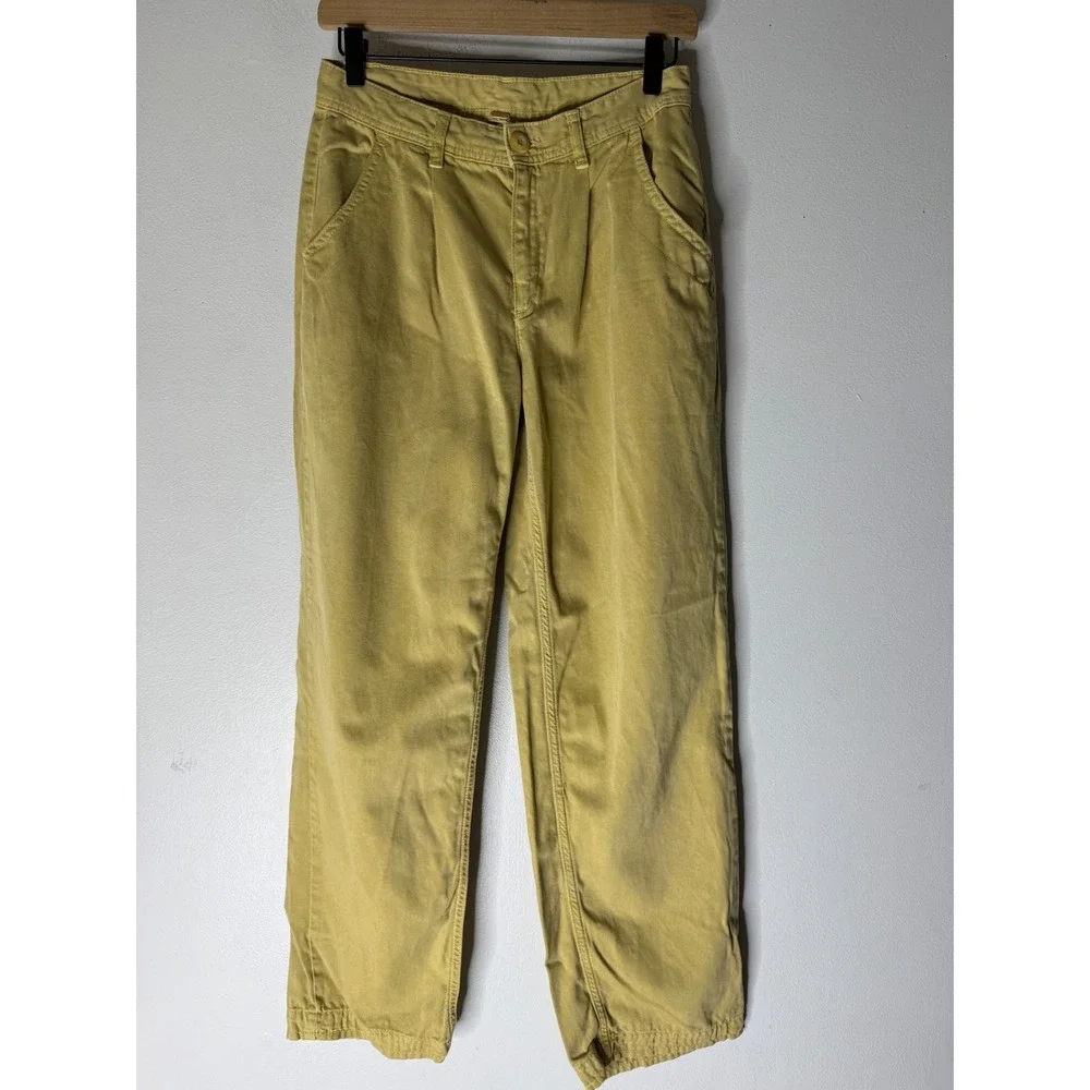 Free People Women's Pleated Khaki Wide Leg Pants‎ Size 0